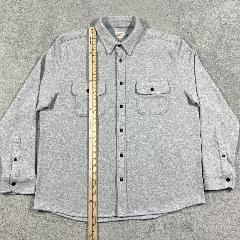 Faherty Legend Sweater Shirt Mens 2XL Gray Button Up Flannel Pockets Stretch - Picture 6 of 12